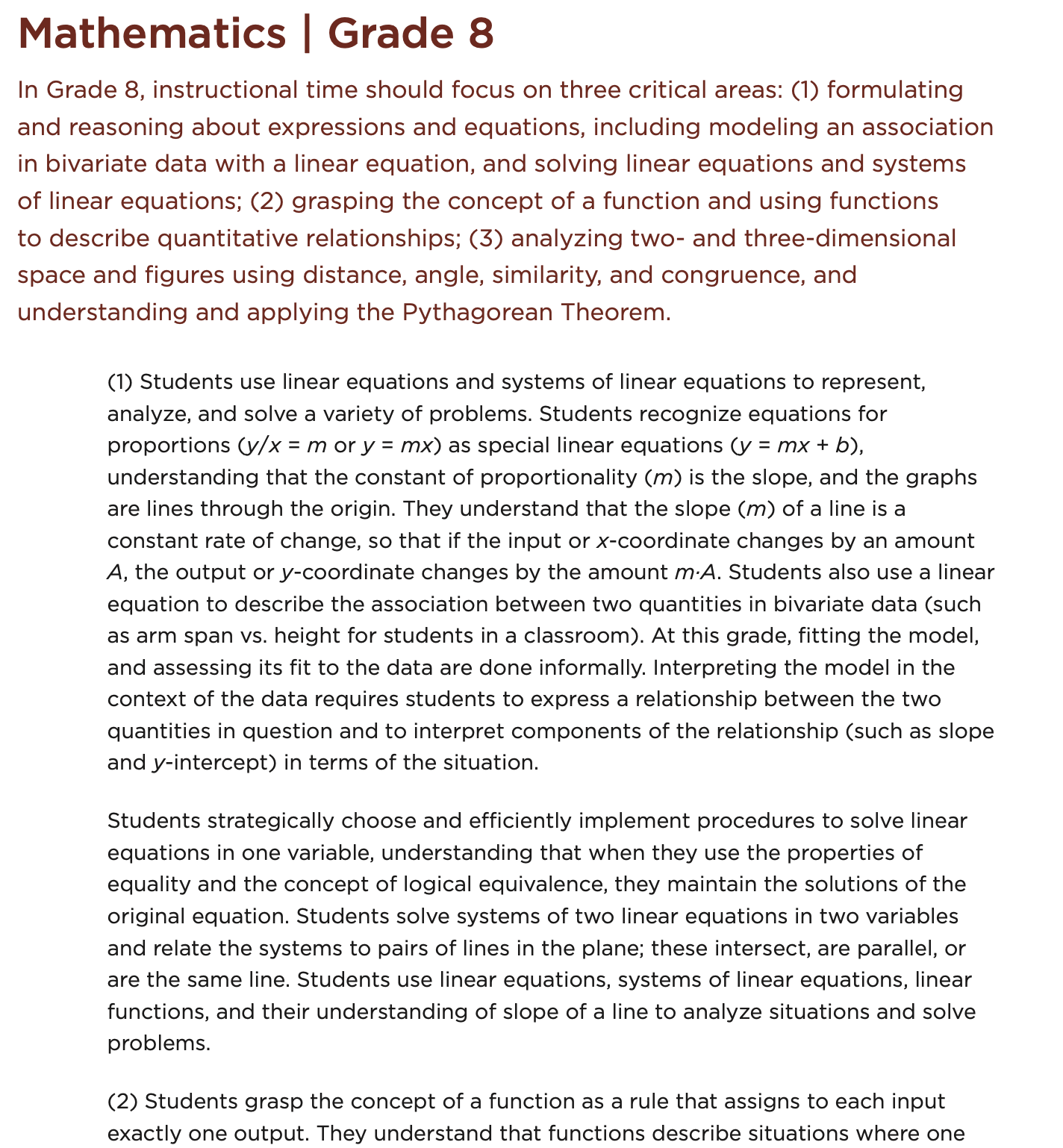 Grade Level Focal Points